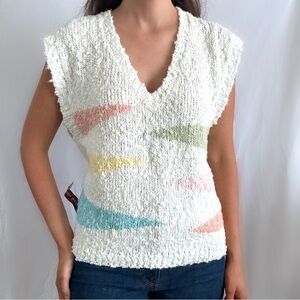 Vintage Karen Scott knit sweater vest sleeveless top pastel deadstock medium NWT